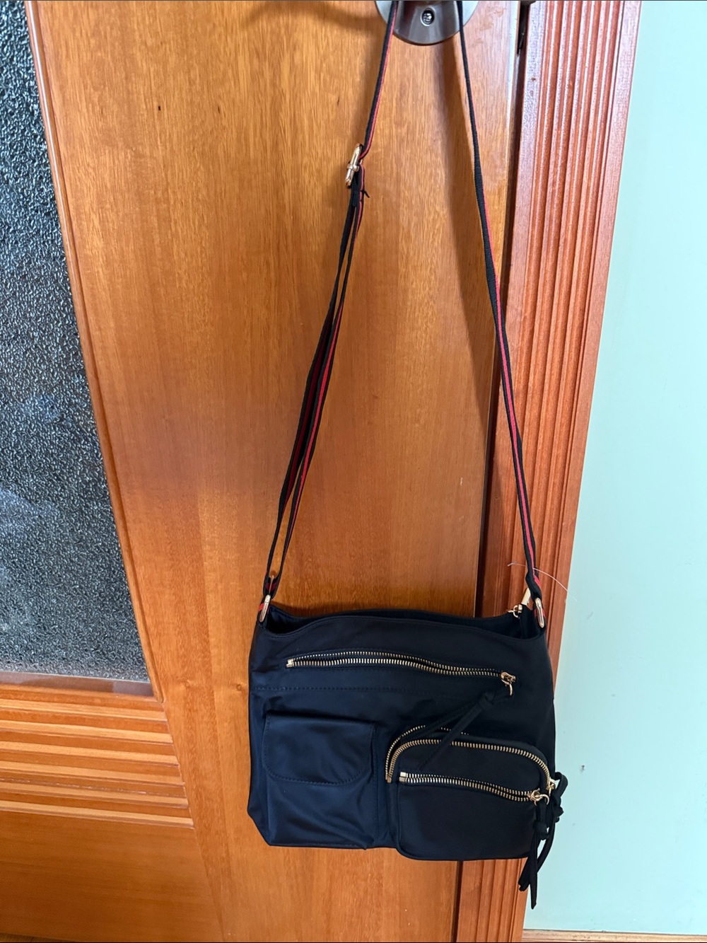 Urban Expressions Black Crossbody Bag with Gold Accents